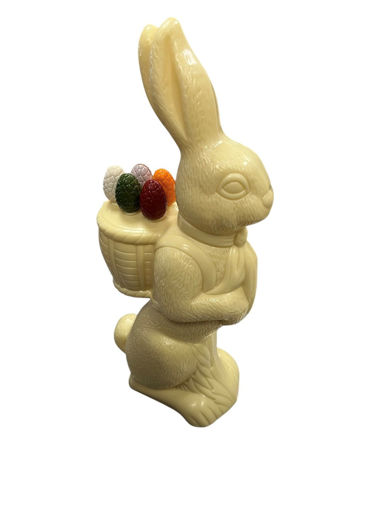Afbeelding van Paashaas wit mandje met eitjes